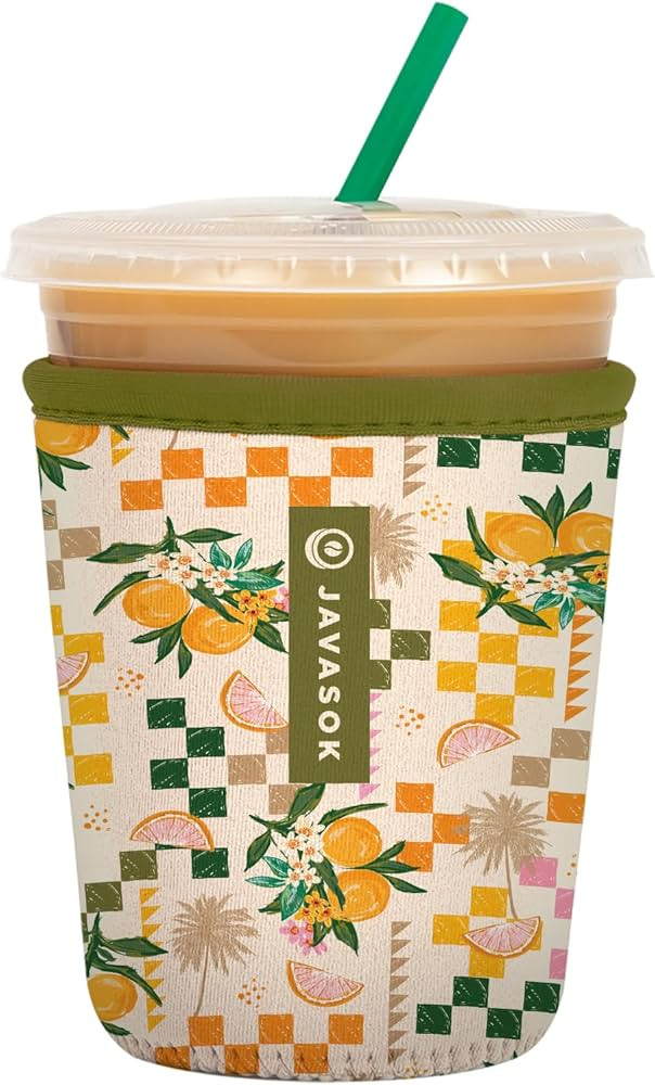 Sok It Java Sok Iced Coffee & Cold Soda Insulated Neoprene Cup Sleeve (Citrus Delight, Small: 16-... | Amazon (US)