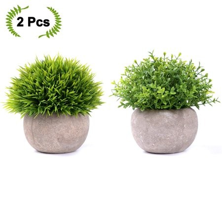 Coolmade 2-pack Artificial Potted Green Grass Artificial Flowers Fake Plant for Bathroom/Home Dec... | Walmart (US)