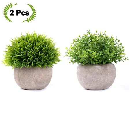 Coolmade 2-pack Artificial Potted Green Grass Artificial Flowers Fake Plant for Bathroom/Home Dec... | Walmart (US)