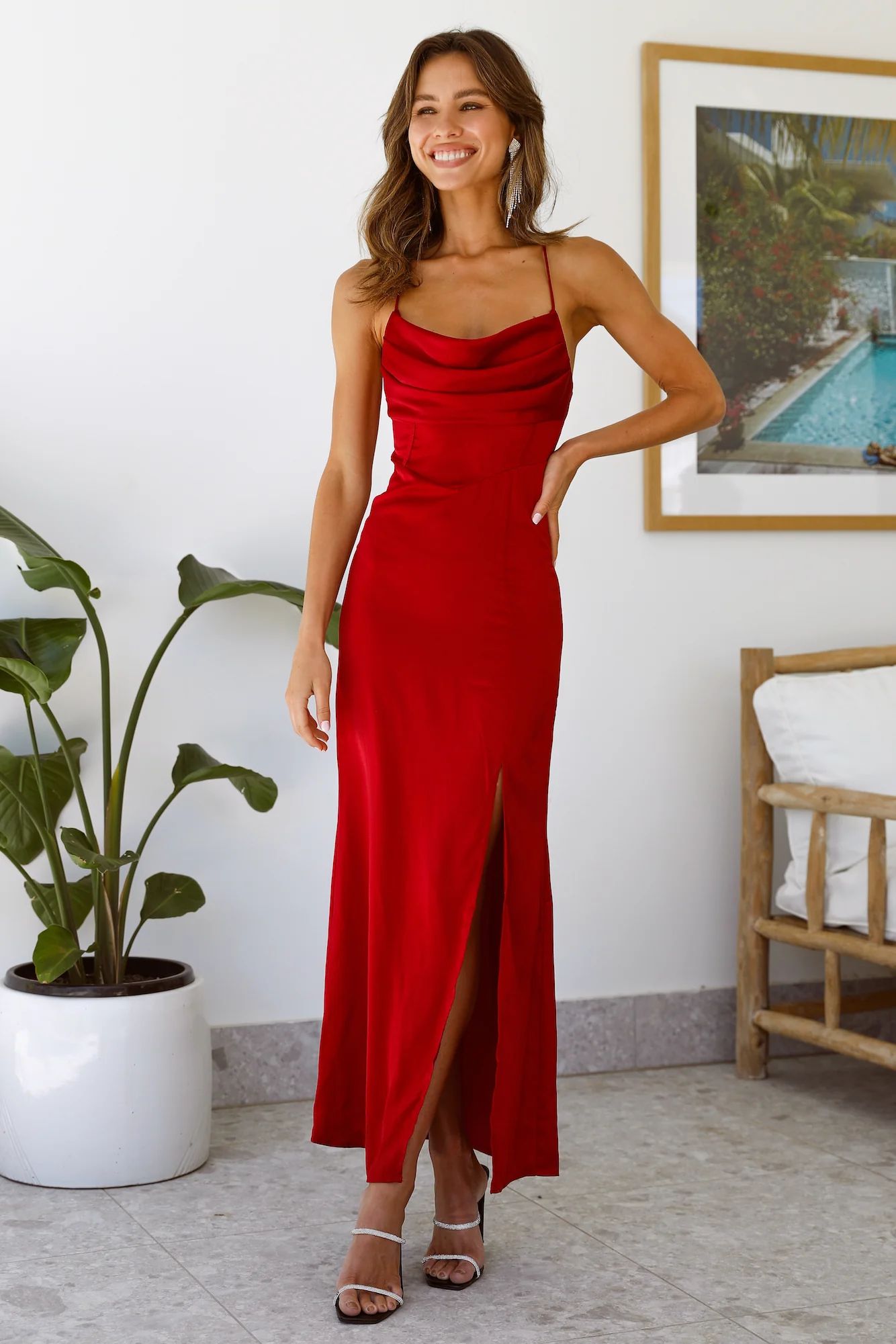 Golden Thoughts Maxi Dress Wine | Hello Molly