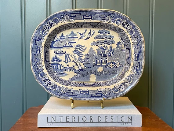 Antique 19th Century Blue Willow Serving Platter // | Etsy | Etsy (US)