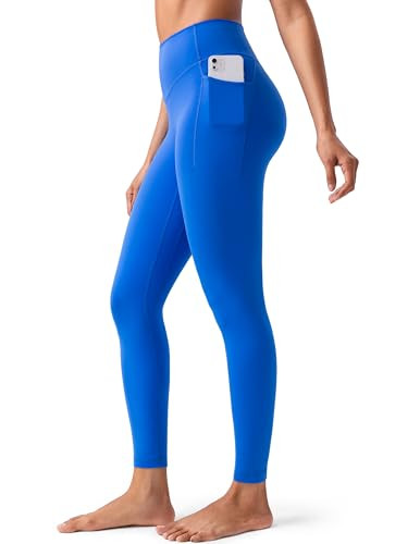 YUNOGA HugMotion No Front Seam Leggings for Women with Pockets - 25 Inches High Waisted Buttery Soft Workout Gym Yoga Pants (XXL, Princess Blue) | Amazon (US)