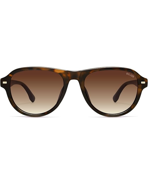 SOJOS Retro Thick Polarized Aviator Sunglasses for Women Men SJ2715 | Amazon (US)