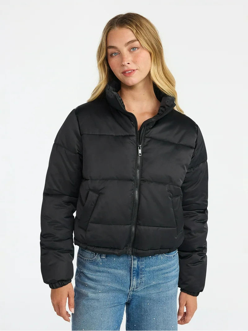 No Boundaries Puffer Jacket, Women's - Walmart.com | Walmart (US)