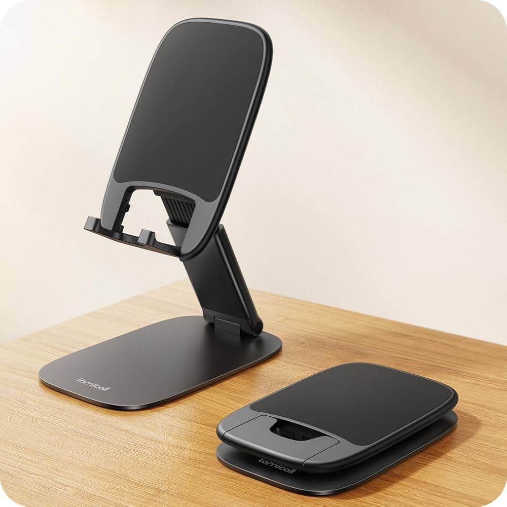 Lamicall Ultra-Thin Cell Phone Stand for Desk - [Height Adjustable] Foldable Desktop Phone Holder... | Amazon (US)