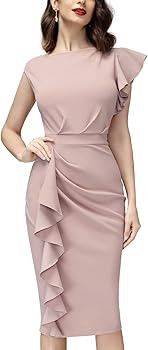 AISIZE Women's Pinup Vintage Ruffle Sleeves Cocktail Party Pencil Dress | Amazon (US)