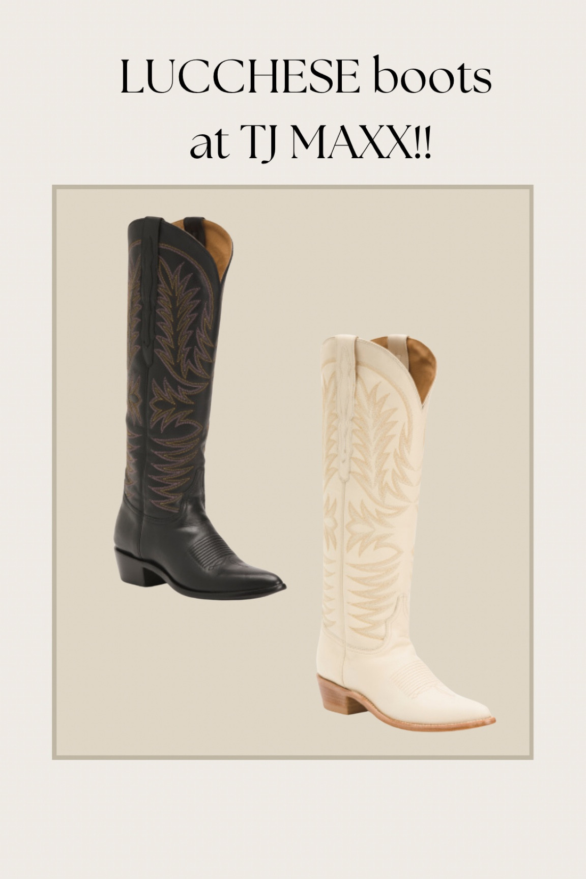 Lucchese boots at TJ Maxx, cowboy boots, boots, western style, white boot, black boots, 

#LTKStyleTip #LTKShoeCrush #LTKSaleAlert