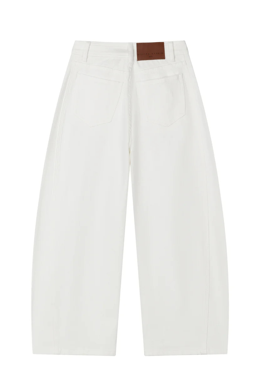Evie Mid-Rise Barrel Jeans - White | Petite Studio NYC