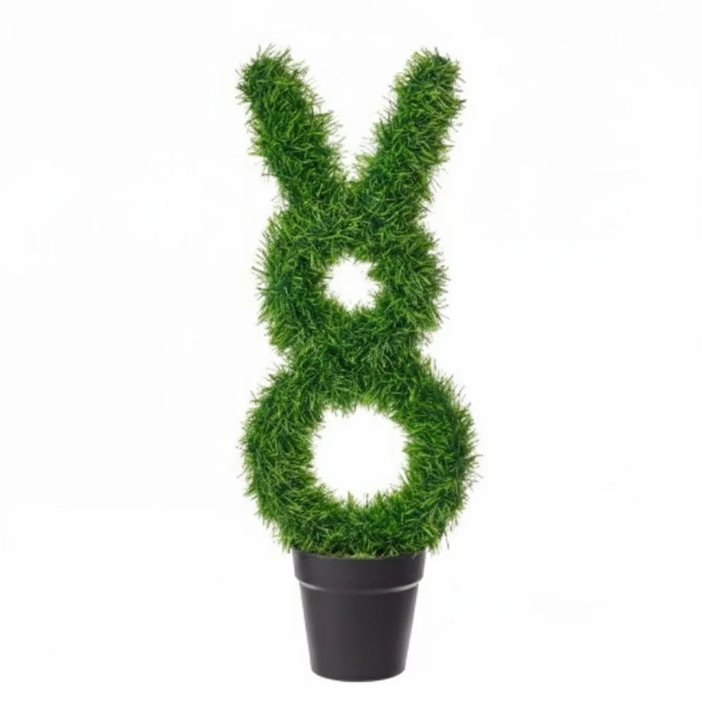 Guvpev UV Potted Grass Silo Bunny Topiary 25" Artificial Bunny-Shaped Topiary Tree for Indoor & O... | Walmart (US)