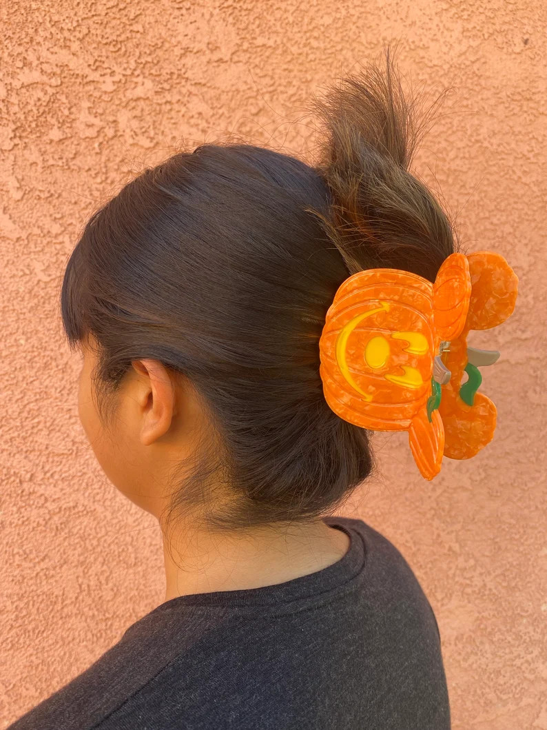 Halloween Pumpkin Mouse Claw Clip - Etsy | Etsy (US)