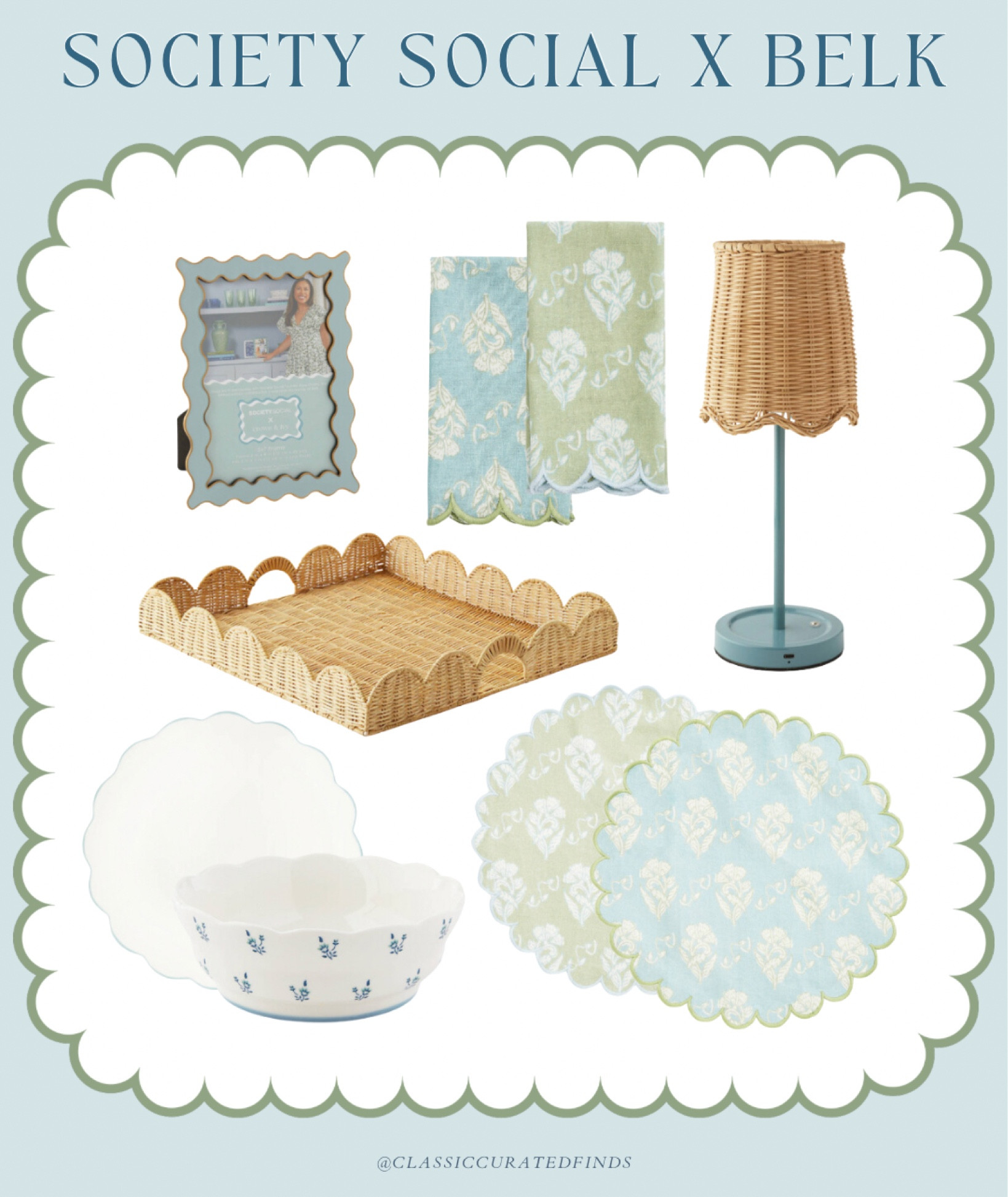 New scalloped and rattan decor from the Society Social & Belk collab!!🩵

Home Decor, Grandmillennial, Scalloped Tray, Placemats, Scalloped Frame, Scalloped Lamp

#LTKhome