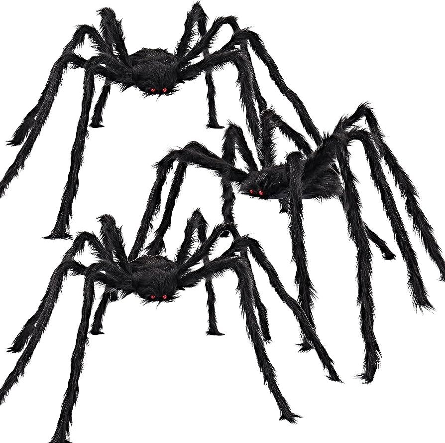 JOYIN 3 Pack 5ft Halloween Realistic Hairy Spiders, 63'' Halloween Outdoor Decorations Scary Spid... | Amazon (US)