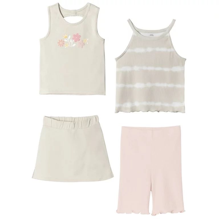 Modern Moments by Gerber Baby & Toddler Girl Tanks, Skort & Shorts Outfit Set, 4-Piece (12M - 5T) | Walmart (US)