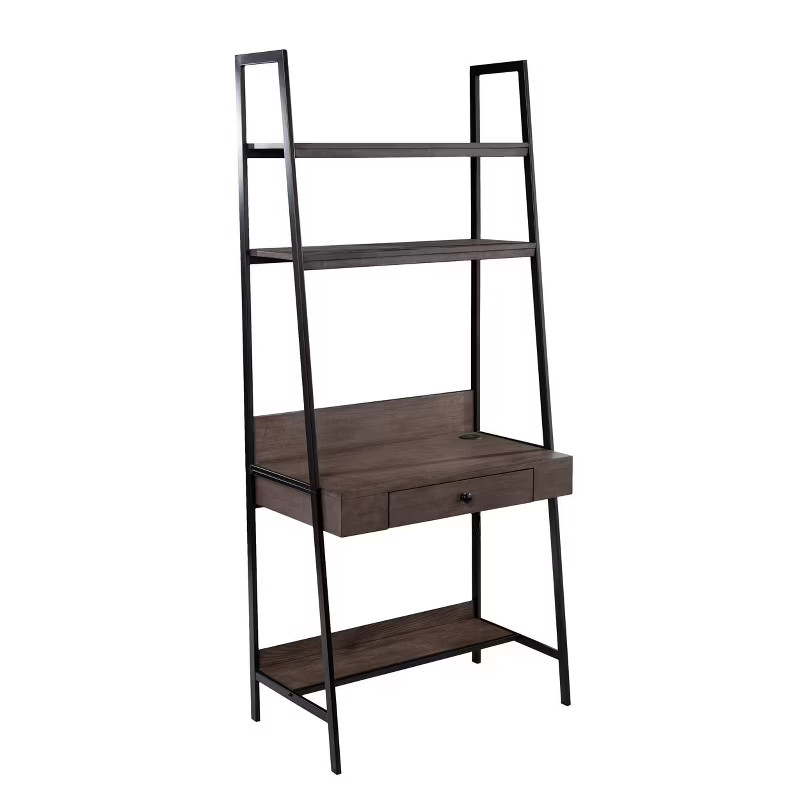 Cyeha Industrial Ladder Desk with Storage Gray/Black - Aiden Lane | Target