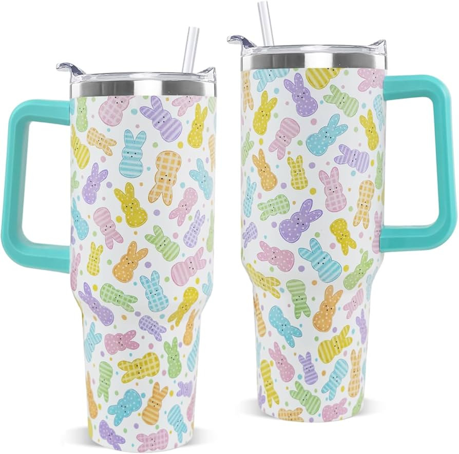 Easter Tumbler 40 oz Colorful Bunny Peeps Coffee Travel Mug Stainless Steel Rabbit Insulated Cup ... | Amazon (US)