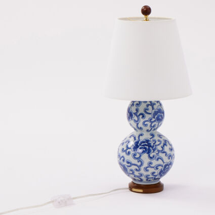 White & Blue Floral Gourd Table Lamp 48x26cm | TK Maxx