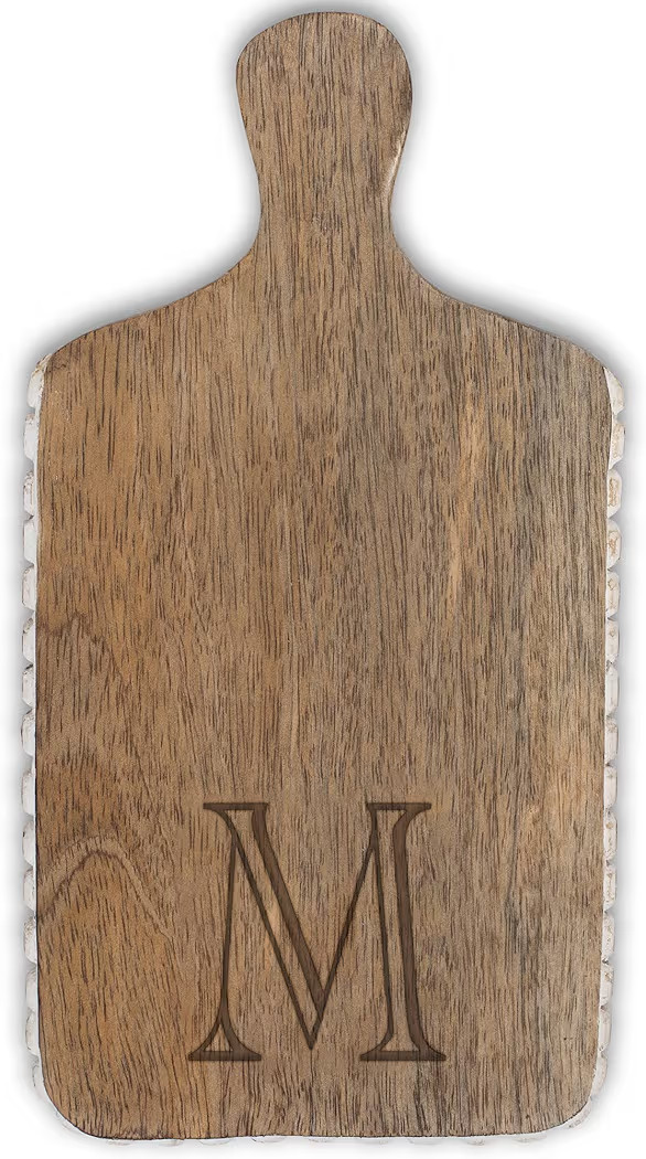 Mary Square Monogrammed M Rustic Mini 10 x 6 Mango Beaded Serving Cutting Board with Handle | Amazon (US)