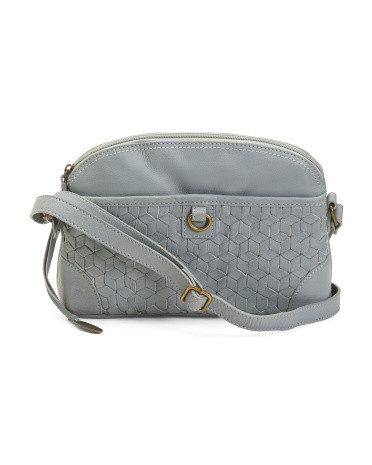 Leather Millport East West Woven Crossbody | TJ Maxx