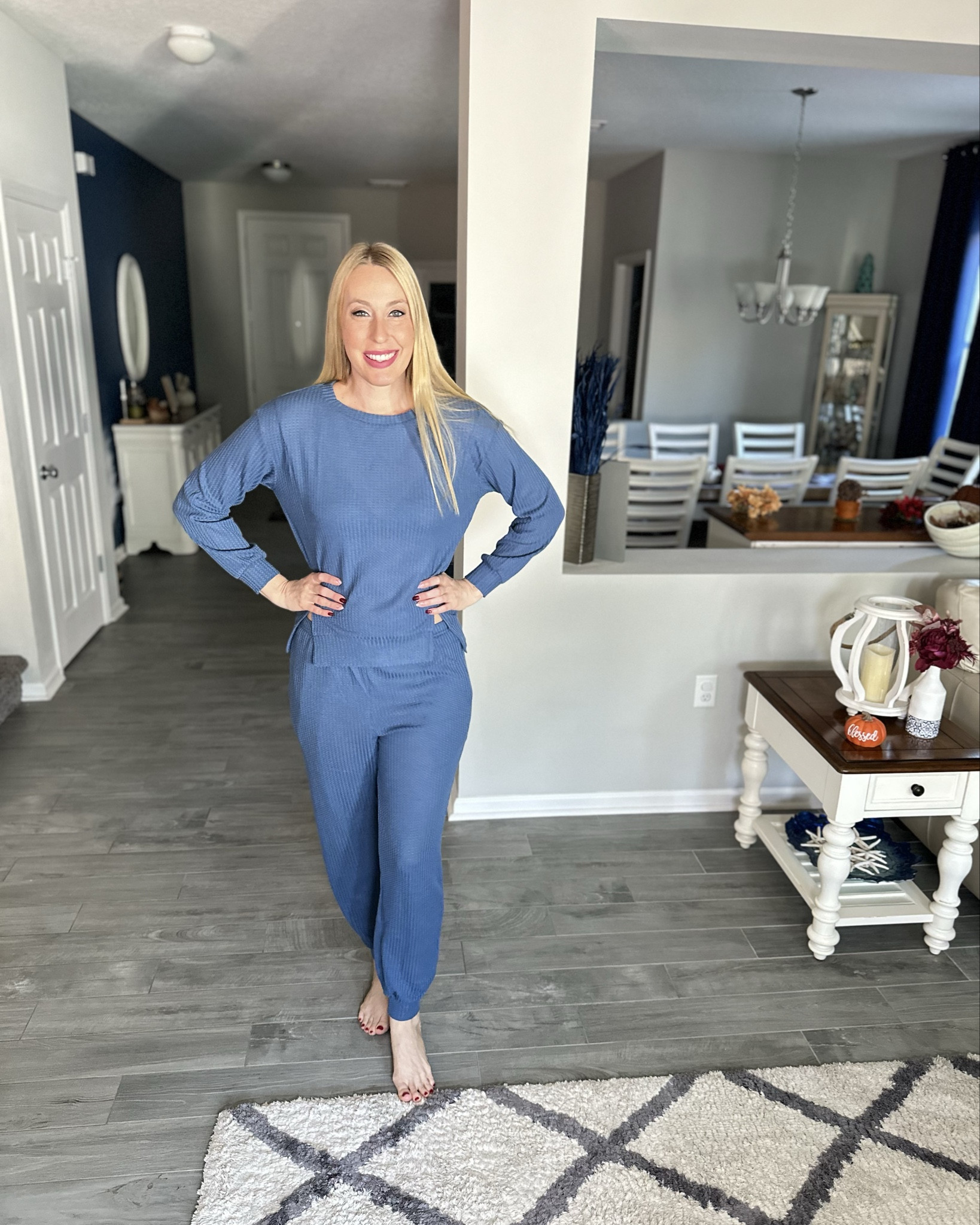 Waffle knit blue cozy jogger set 
🩵 very comfortable and cute set for traveling and relaxing 
🩵 wearing size small, fits true to size 

#LTKFindsUnder50 #LTKFindsUnder100 #LTKStyleTip