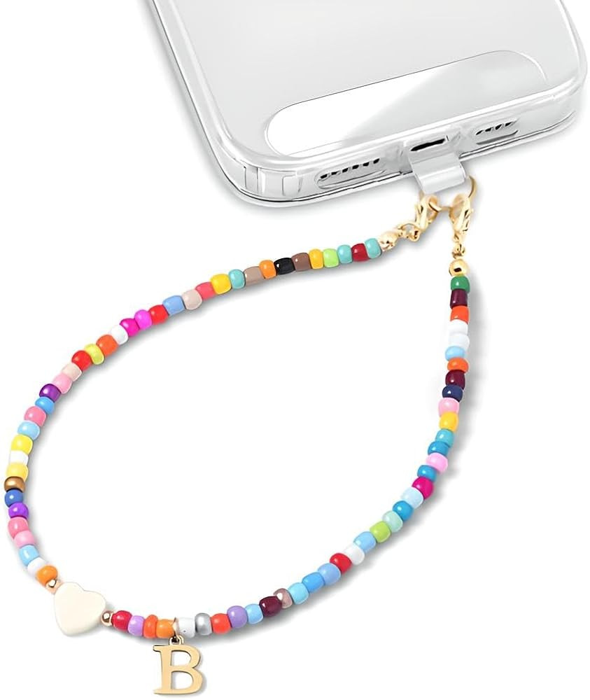 Personalized Colorful Initial Letter Phone Charm for Girls Beaded Cellphone Chain Wrist Strap for... | Amazon (US)