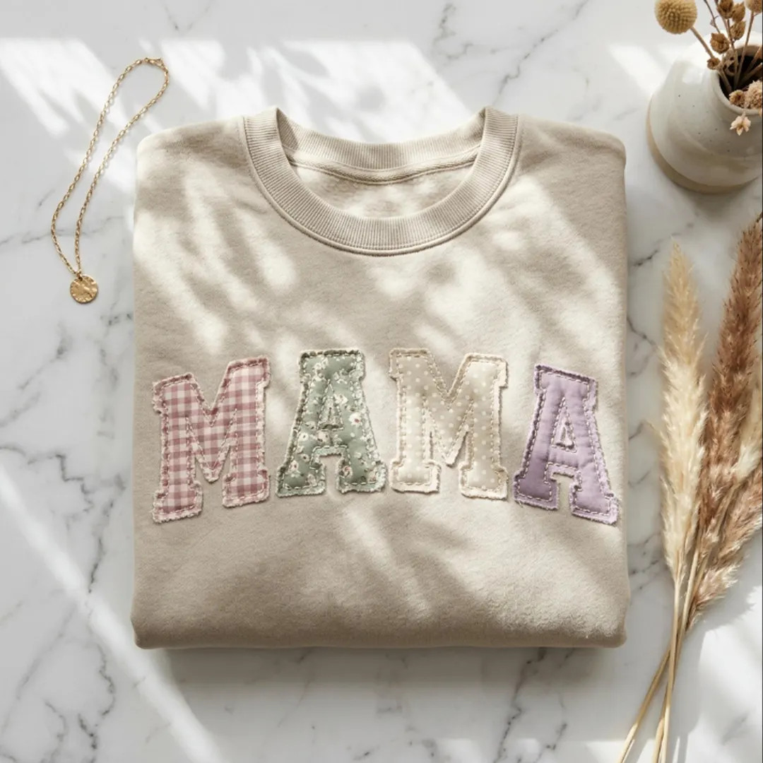 Mama Floral Applique Sweatshirt, Embroidered Mother's Day Gift Hoodie, Gingham Mama Sweater, Cute... | Etsy (Global)
