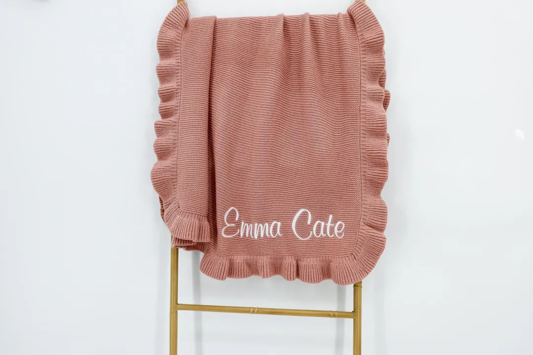 Custom Personalized Baby Blanket / Embroidered Knitted Baby Blanket / Soft Custom Baby Shower Gif... | Etsy (US)