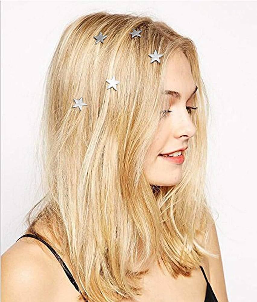 Yean Star Hair Clips Gold Hair Pins 5 Packs Make Up Headpieces for Women and Girls (Silver) | Amazon (US)