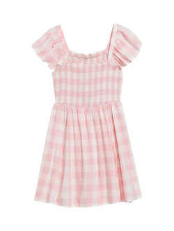Fit & Flare Flutter-Sleeve Gingham Mini Dress for Women | Old Navy (US)