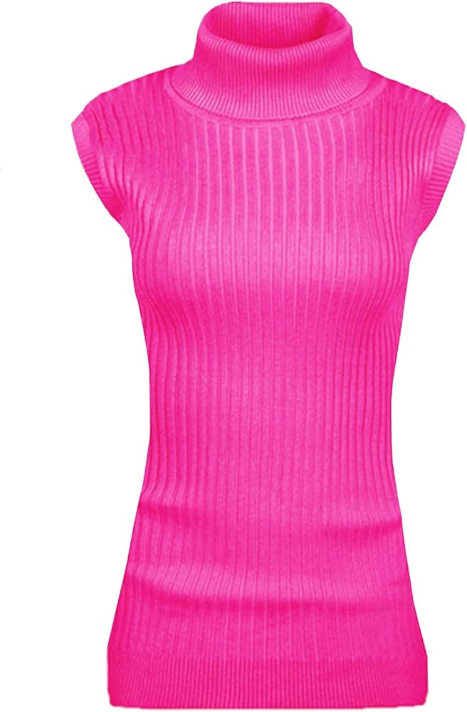v28 Women Sleeveless High Neck Turtleneck Stretchable Knit Sweater Top | Amazon (US)