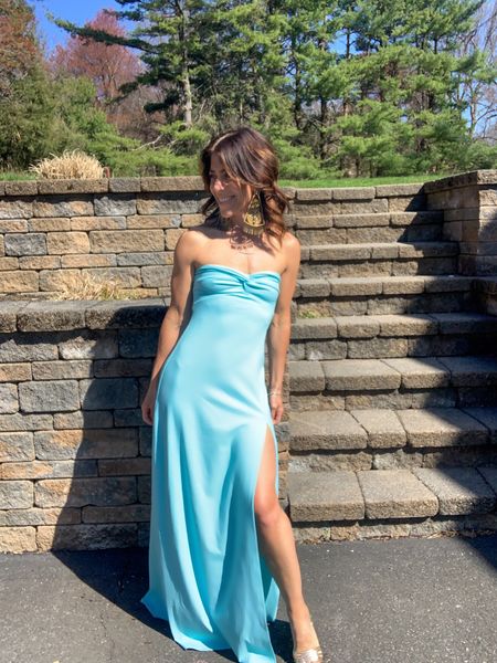 COLOR! Loving the strapless dresses this season. Love this tranquil color!  

#LTKSeasonal #LTKfit #LTKstyletip
