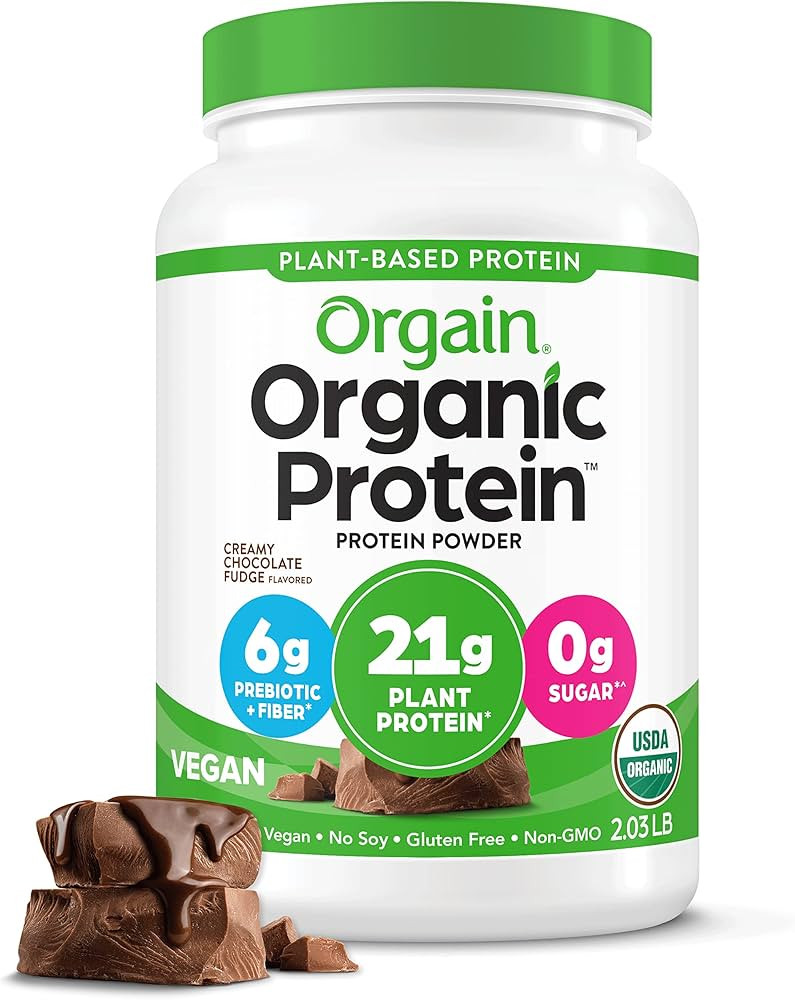 Orgain Organic Vegan Protein Powder, Creamy Chocolate Fudge - 21g of Plant Based Protein, Low Net... | Amazon (US)