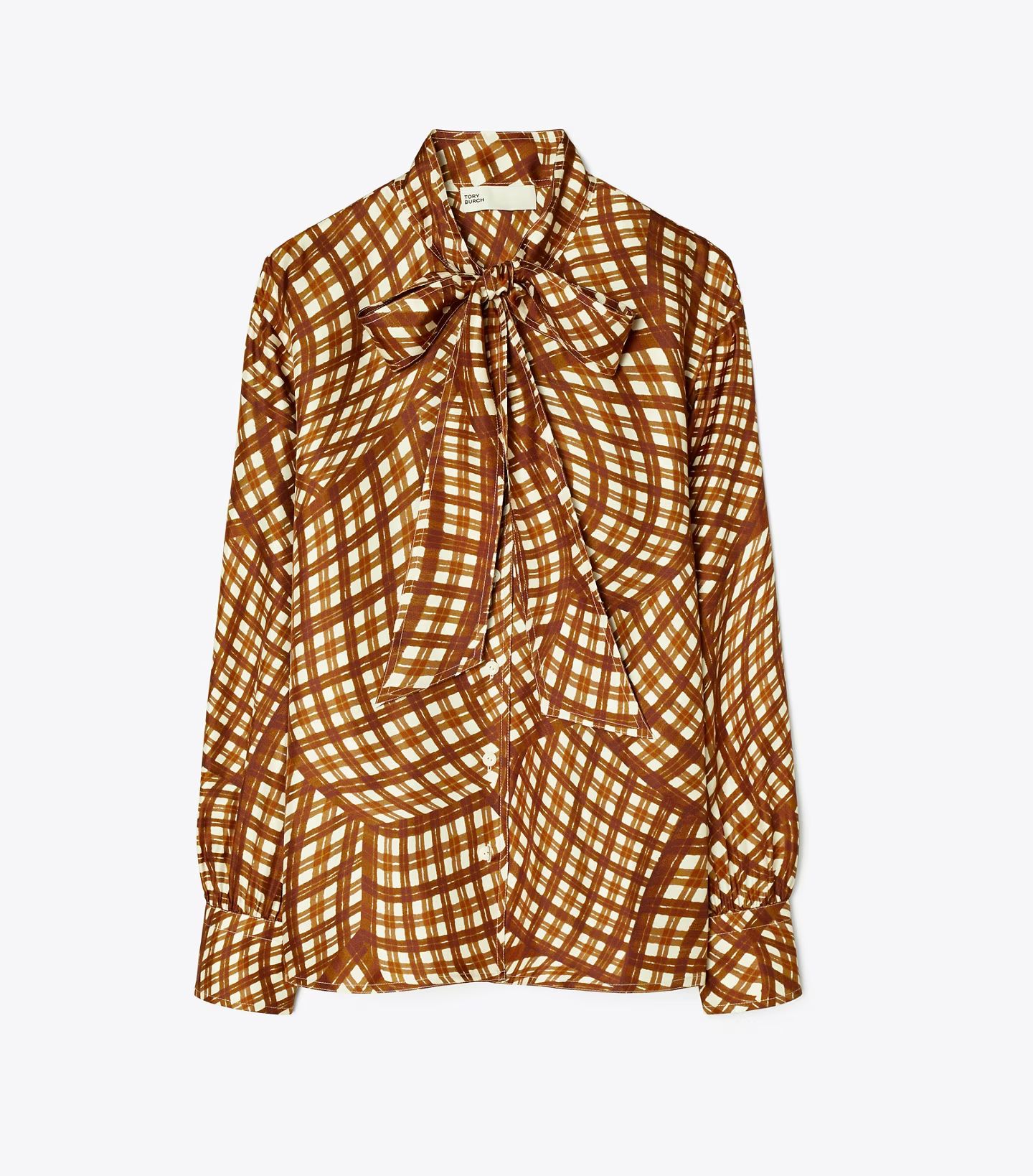 PRINTED SILK TWILL BOW BLOUSE | Tory Burch (US)
