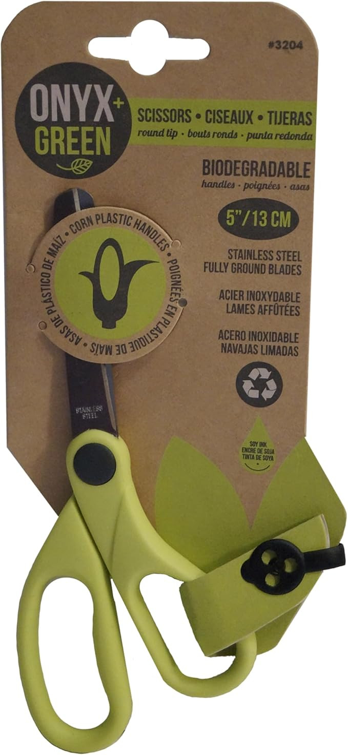 Onyx and Green Scissors, 5", Round Tip, Handles made from Corn Plastic, Environmental friendly, V... | Amazon (US)