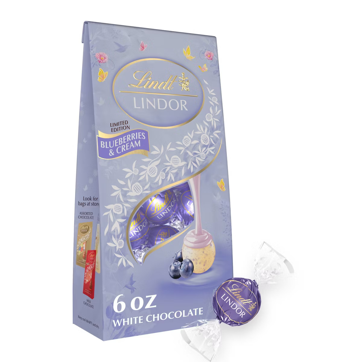 Lindt, LINDOR Easter Blueberries and Cream White Chocolate Candy Truffles - 6oz | Target