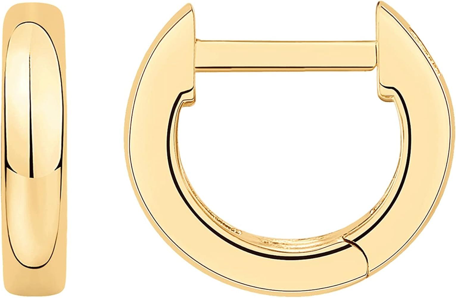 PAVOI 14K Gold Plated 925 Sterling Silver Post Ultra Thick Huggie Earring | Women's Mini Hoop Earrin | Amazon (US)