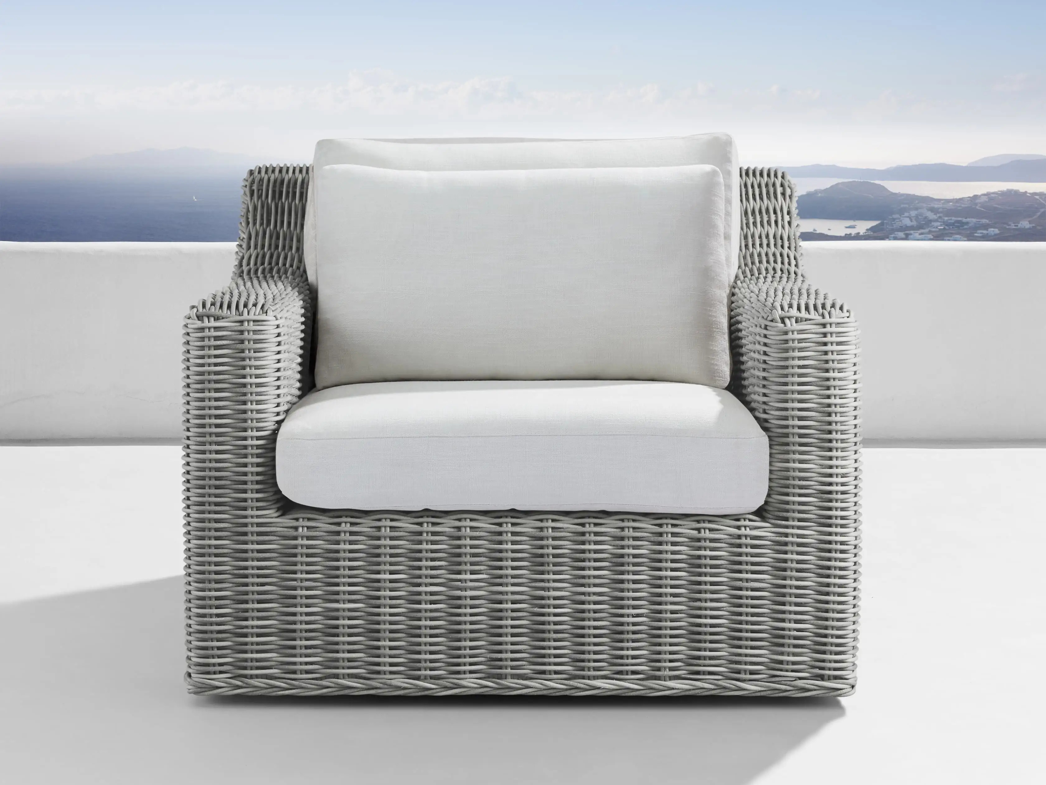 Montauk Outdoor Swivel Chair in Vista Grey | Arhaus