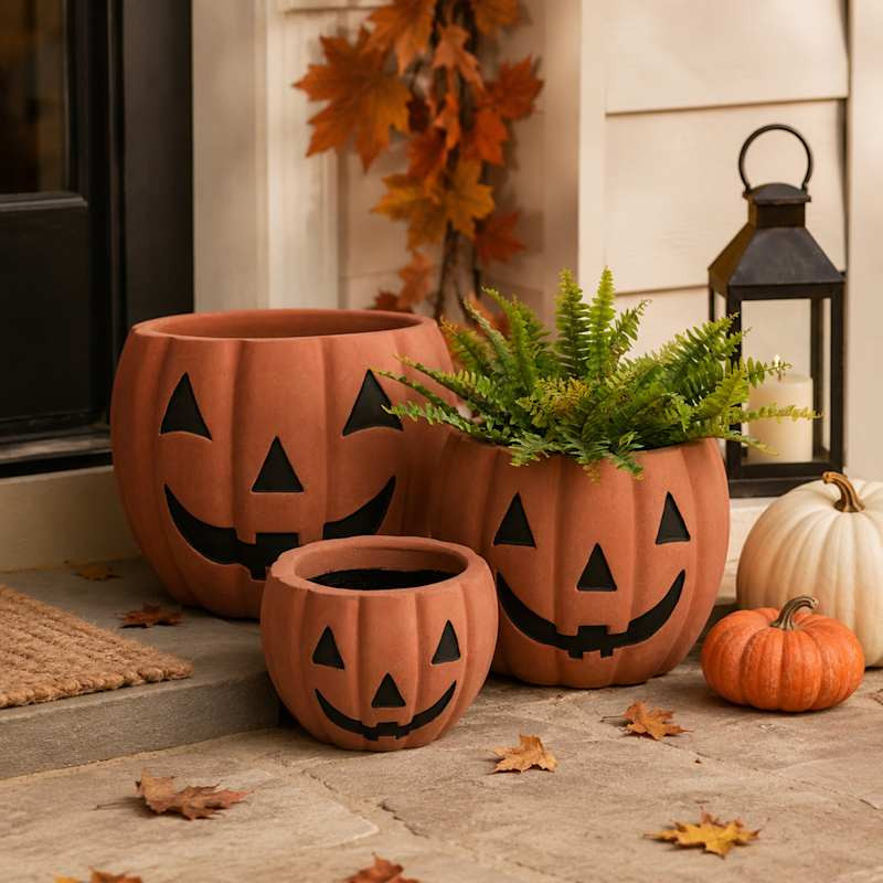 Terracotta Clay Pumpkin Planter, Large | At Home
