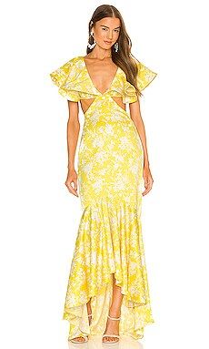 Michael Costello x REVOLVE Rae Maxi Dress in Yellow & White from Revolve.com | Revolve Clothing (Global)