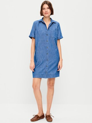 Button-Down Mini Shirt Dress | Old Navy (US)