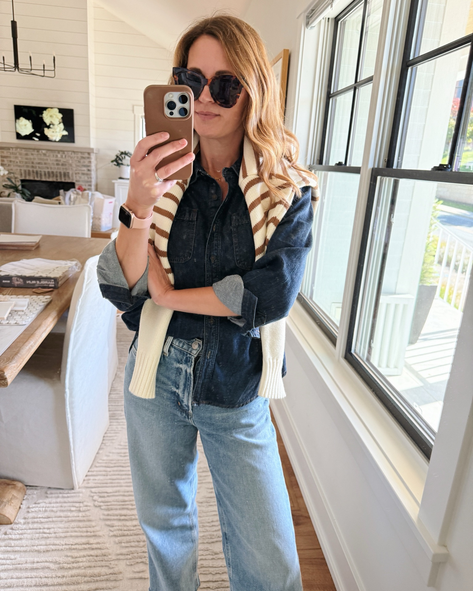 Top size XS
Jeans size 25
Sweater size small
Shoes I went down a half size