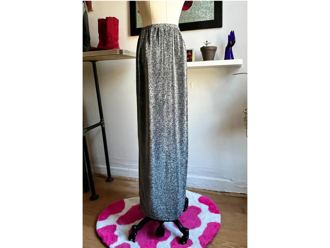 90s Vintage Silver Maxi Skirt Bias Cut Lurex 1990s - Etsy | Etsy (US)