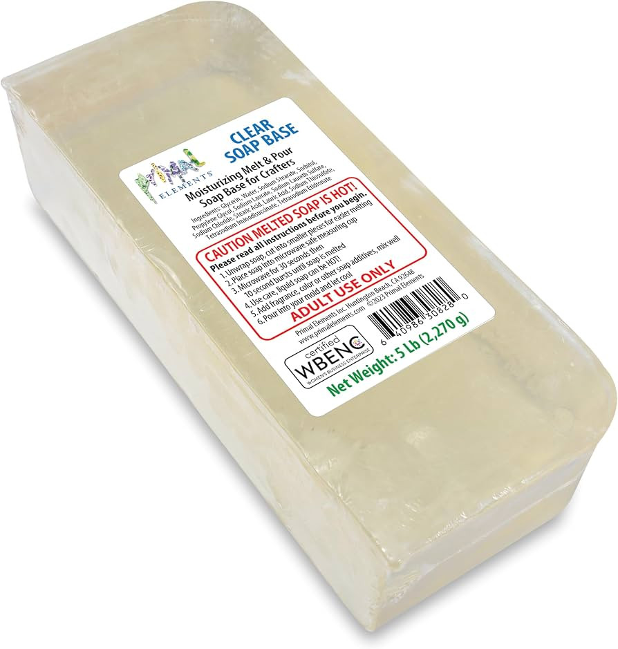 Primal Elements Clear Soap Base - Moisturizing Melt and Pour Glycerin Soap Base for Crafting and ... | Amazon (US)