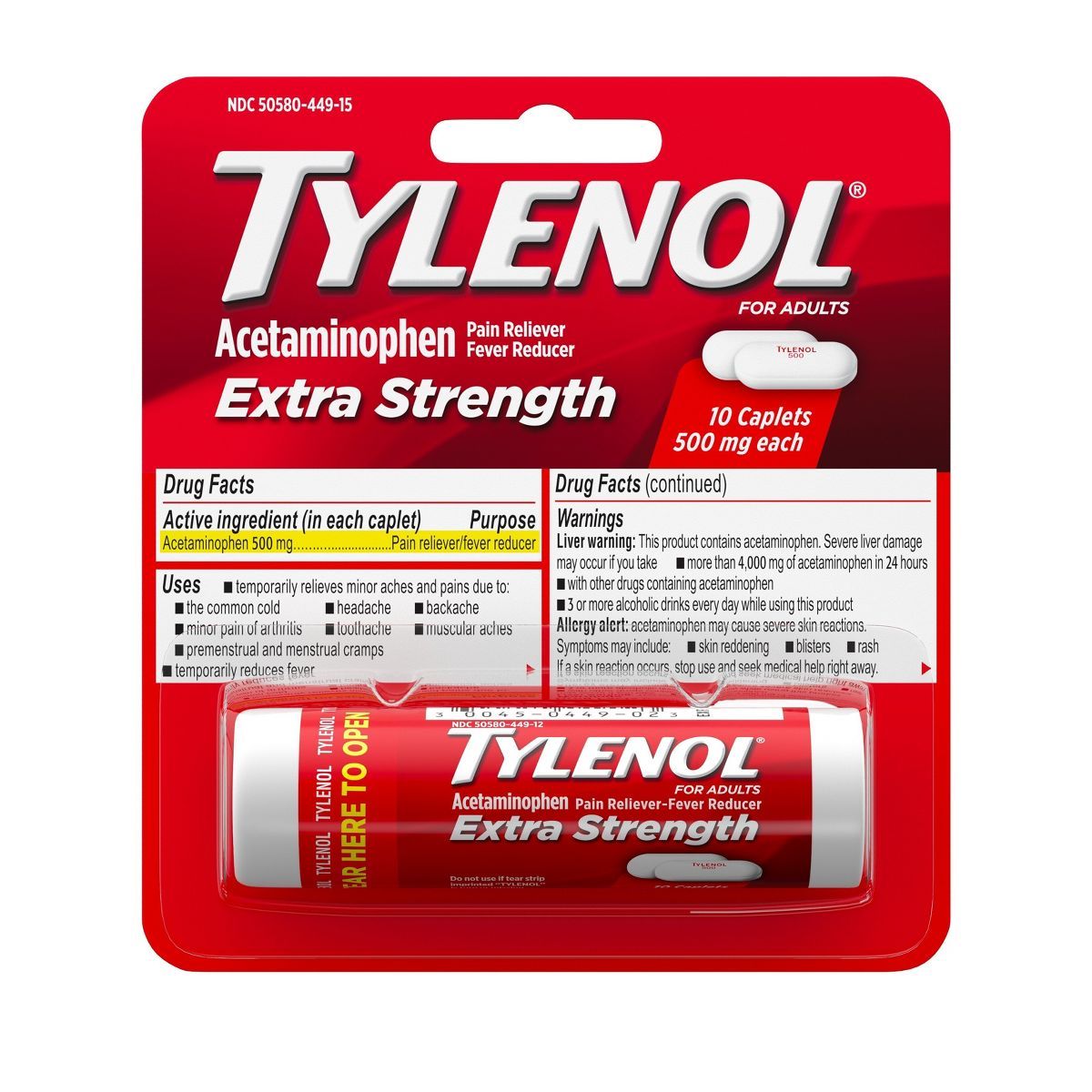 Tylenol Extra Strength Pain Reliever Caplets - Acetaminophen - 10ct | Target