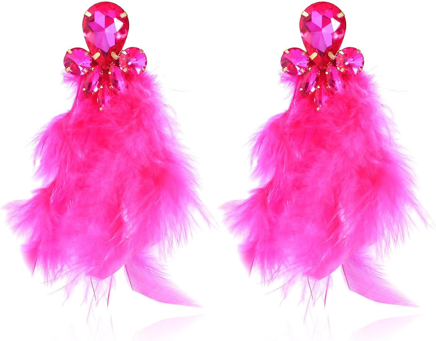 KELMALL Feather with Rhinestone Dangling Earrings Crystal Drop Dangle Statement Earrings for Wome... | Amazon (US)