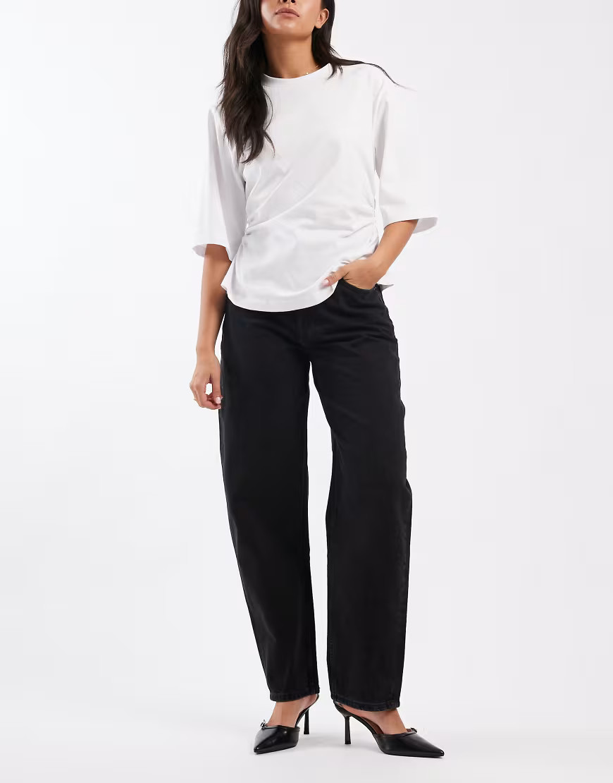 ASOS DESIGN slim barrel jeans in washed black | ASOS (Global)