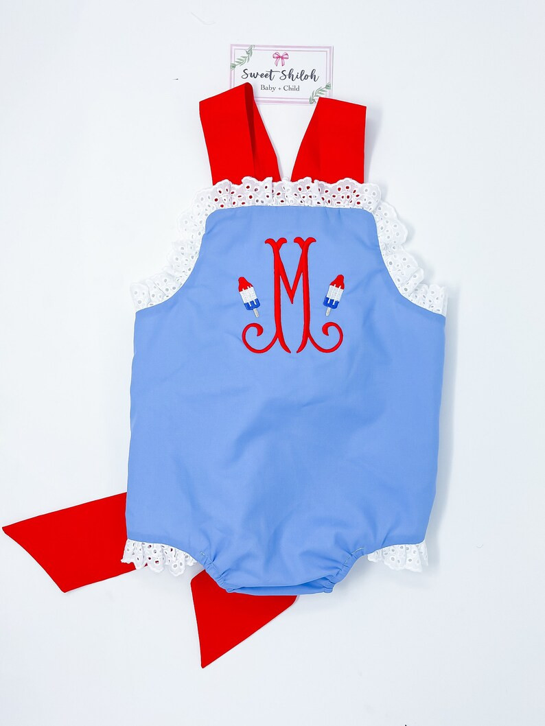 4th of July Monogram Sunsuit, Girls Monogram Popsicle Romper, Girls Summer Sunsuit Outfit, Indepe... | Etsy (US)