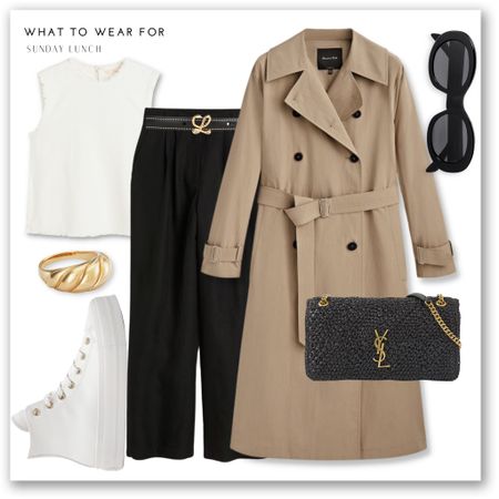A neutral spring look 🧥 

Rainy weather outfits, converse, black trousers, trench coat, classic style, white linen top, saint Laurent crossbody bag

#LTKSeasonal #LTKeurope #LTKstyletip