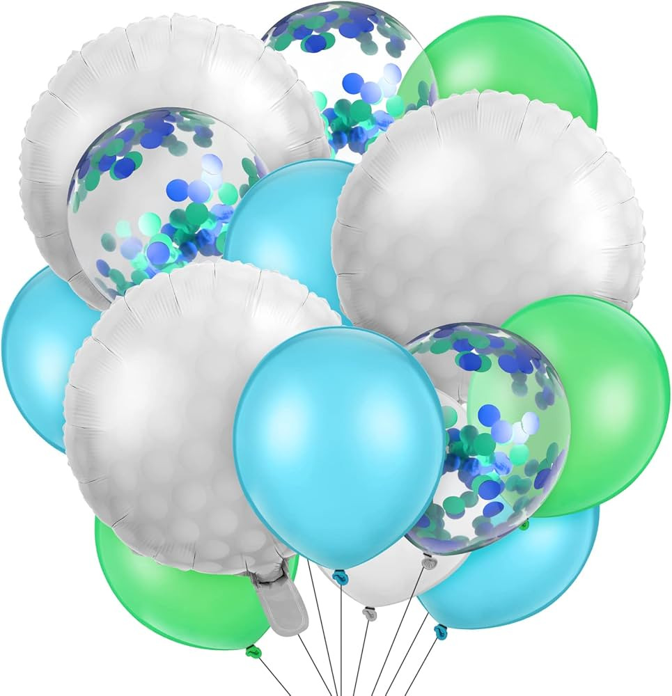 60 Pcs Golf Theme Decoration Set with 5 Pcs 18 Inch Golf Foil Balloons, 50 Pcs 12 Inch Navy Blue Green White Latex Balloons and 5 Pcs 12 Inch Confetti Balloons for Sport Golf Themed Party Decorations | Amazon (US)