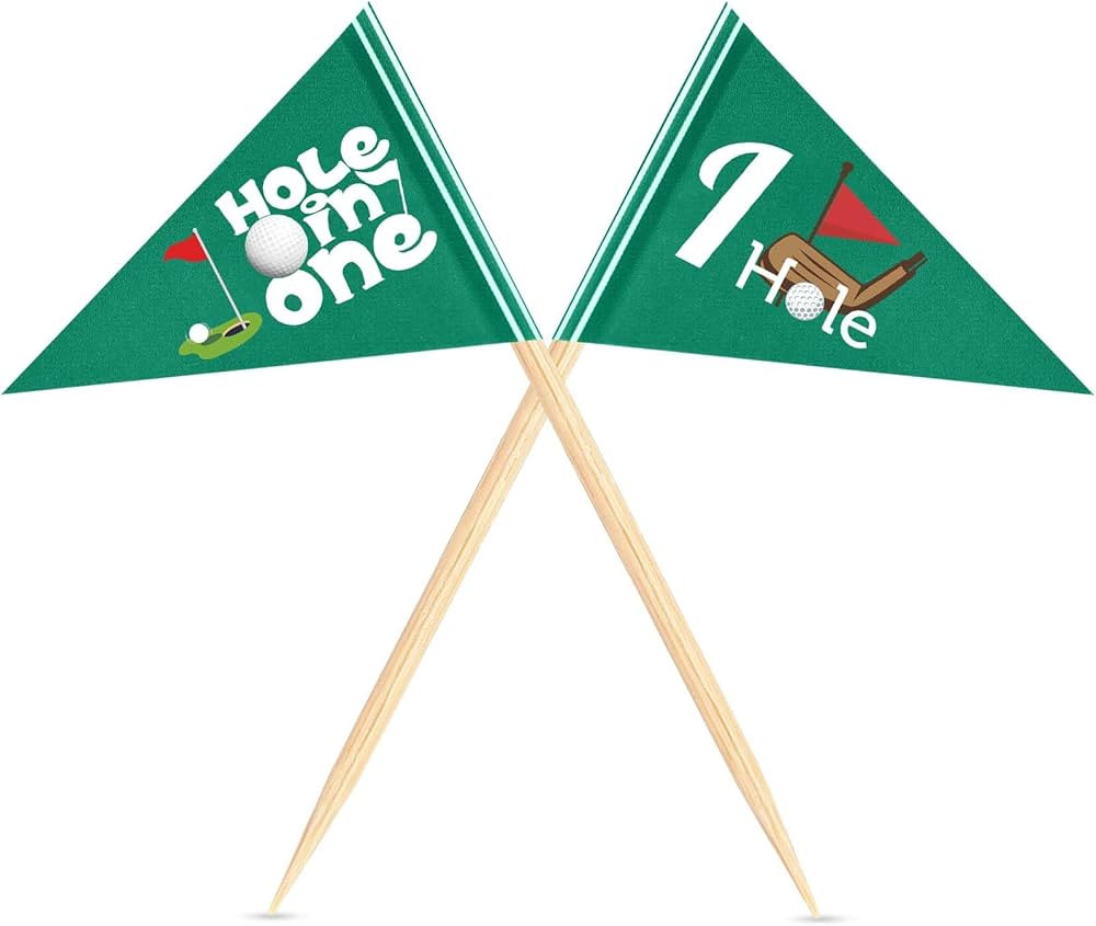 100 Pcs Golf Themed Toothpick Flags Hole in One Cupcake Toppers Birthday Decorations Green Mini S... | Amazon (US)