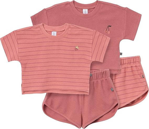 Modern Moments by Gerber Baby Girls' 4-piece Set (2 Boxy Crop Tops & 2 Dolphin Shorts) | Amazon (US)
